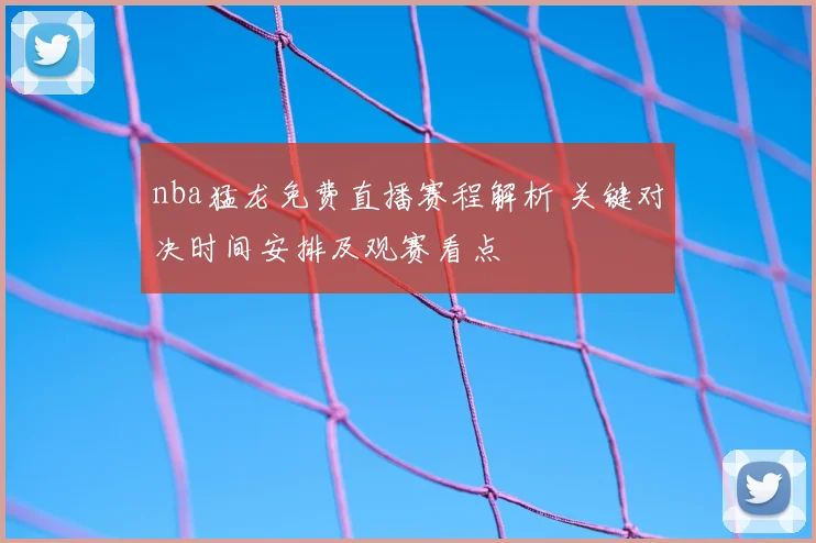 nba猛龙免费直播赛程解析 关键对决时间安排及观赛看点